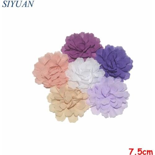 40pcs/lot 7.5cm Small Size Chic Chiffon Flower Kids Flat Back Apparel Dress Decor Hair Accessories All in Stock TH246