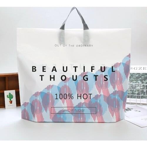 50pcs Thick Large Plastic Bags Fashionable and simple clothing Shopping Jewelry Packaging Bags Plastic Gift Bag with Handle
