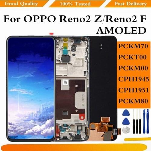 6.53" Original Amoled For OPPO Reno2 Z Reno 2Z 2 Z LCD Display Screen Touch Digitizer For Reno 2 F Reno2 FDisplay Replacement