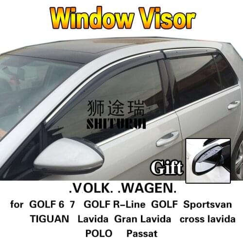 Car Styling Awnings Shelters Window Visors rain eyebrow For VOLKWAGEN golf 6 7 GTI R-Line Sportsvan Passat POLO TIGUAN Lavida
