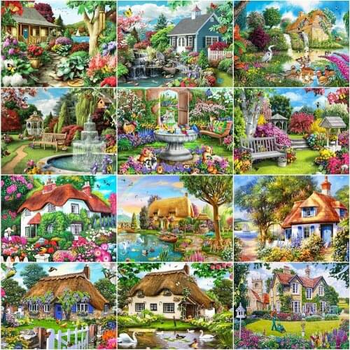 AZQSD Diamond Painting Garden Mosaic Picture Of Rhinestones Home Decor Diamond Embroidery Sale Landscape Handmade Gift