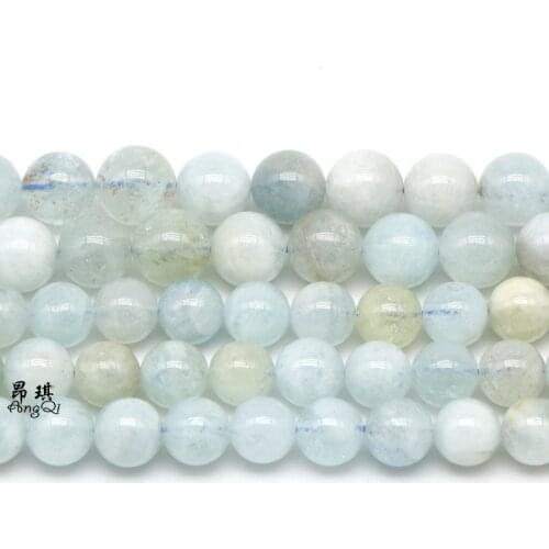 New Arrival 5A 100% Natural Aquamarines Round Loose Beads 4 6 8 10 12mm Pick Size Diy Beads For Jewelry Making Bracelts Necklace