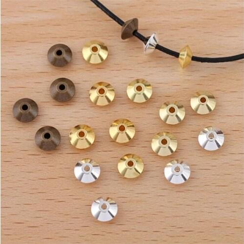 50pcs 6x3mm flat bead Gold Tone Round Flat Metal Spacer Beads Loose Beads for Jewelry Making DIY Bracelet Findings