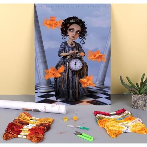 Woman Girl Pre-Printed 11CT Cross Stitch Patterns Embroidery DMC Threads Handiwork Painting Handicraft Needlework Promotions