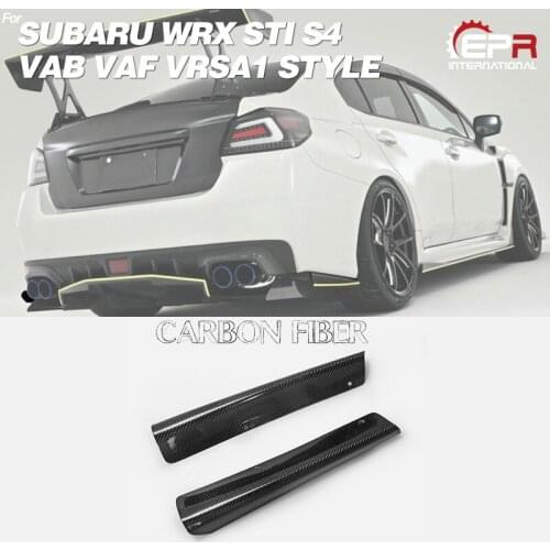 For Impreza 2014-2018 WRX STI S4 VAB VAF VRSA1 Style Carbon Fiber Rear Bumper Side Splitter Fin Glossy Fibre Spat Extension Lip