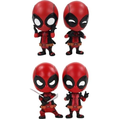 10cm Deadpool Figure Toy Sword Fighting Version Gesturing Ver Cosbaby Bobble Head Model Dolls