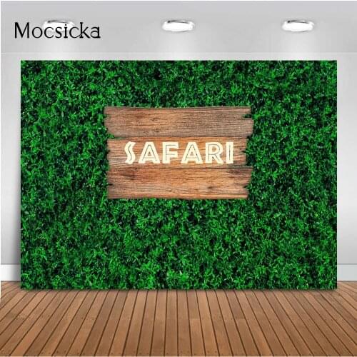 Safari Jungle Green Grass Wall Photography Backdrop Wild One Birtdahy Baby Shower Party Background Studio Newborn Kids Children