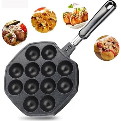 12 Cavities Aluminum Alloy Takoyaki Pan Maker Baking Forms Mold Cooking Tools