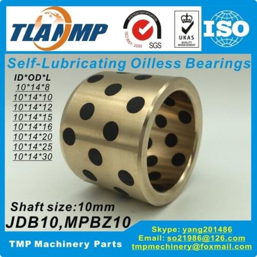 JDB1008/1010/1012/1015/1020 , MPBZ10-8/10/12/15/16/20/25/30 Oilless Bearings ,Graphite self-lubricating Oil Free Bushings