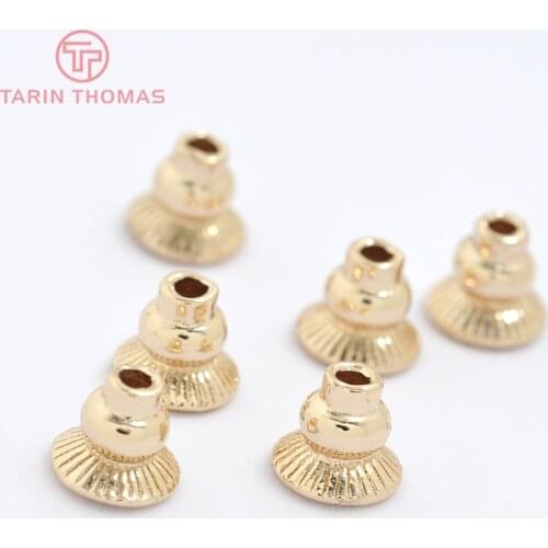 10PCS 6.5MM 9MM 24K Champagne Gold Color Plated Brass Beads Caps Tassel Caps High Quality Diy Jewelry Accessories