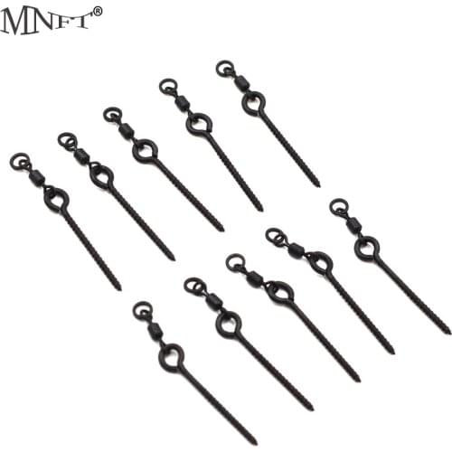 MNFT 6Pcs Matte Black #4 American Swivel with 35mm Boilies Bait Screws Solid Ring Swivel Bait Tools Carp Fishing Hair Accessorie