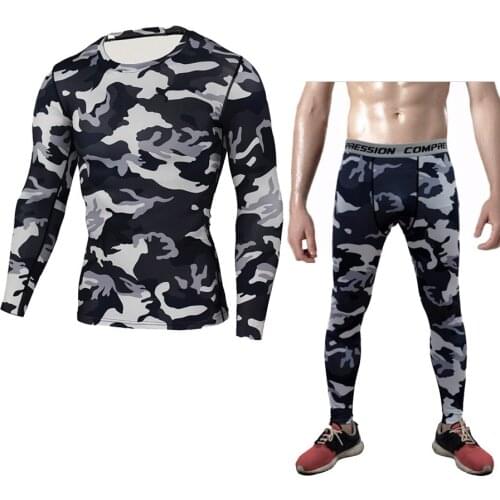 Mens Compression Long Sleeve Shirts Cool Quick Dry Baselayer Tights Underwear Set Gear Running