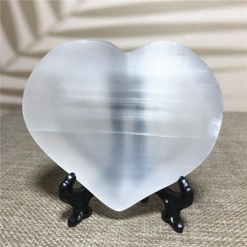 Natural Selenite Crystal Bowl Reiki Master Healing White Quartz Hand Made Polish Love Heart Home Furnishing Decoration