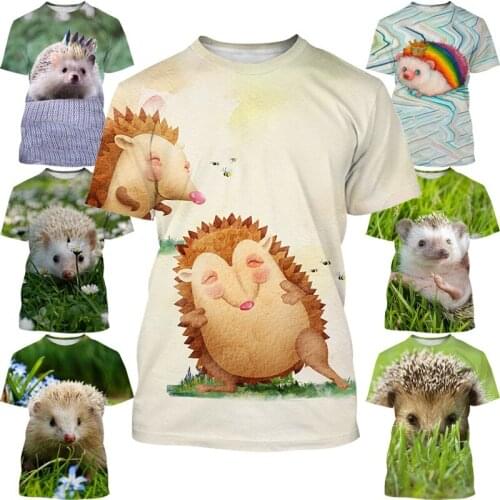 The new summer fashion animal Hedgehog 3D printed T-shirt cute short sleeved mens shirt tops