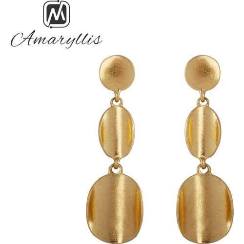Amaiyllis New Brand Long Geometrical Pendant Earrings Worn Gold Color Metal Statement Drop Earrings Twisted Round Dangle Earring