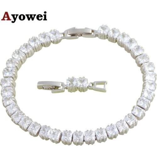 New Style High Quality White Zircon Jewelry Charm Bracelets Silver tone Fashion Jewelry for Women Chirstmas Gift TBS1081A