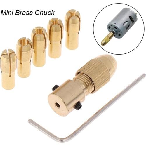 7pc 0.5-3mm Drill Chuck Collets Set of Quick Chuck for Mini Tools Copper Drill Folder Copper Cap Axis Drill Collet with Wrench