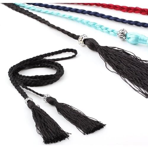 Women Bohemia Style Braided Belt Fashion Ladies Woven Knot Decorated Waist Chain Waist Rope Accessories
