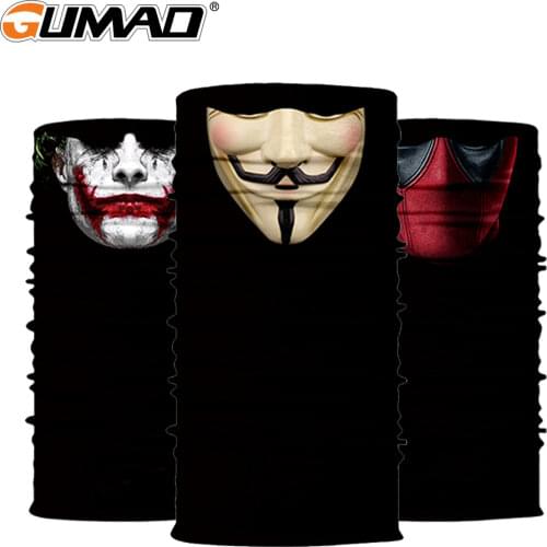 Half Mask Joker Printed Bandana Tube Scarf Neck Warmer Gaiter Hiking Ski Cycling Halloween Party Face Cover Men Women 2020 New