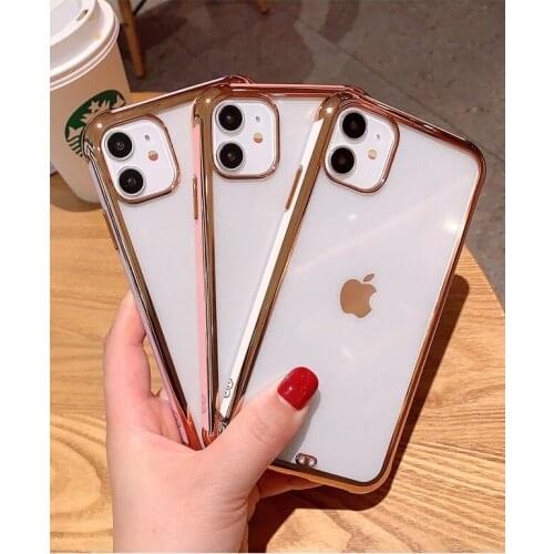 Transparent Electroplated Phone Cases For IPhone 12 mini Pro Max 11 Pro X XR XS Max Phone Cover For IPhone 7 8 Plus