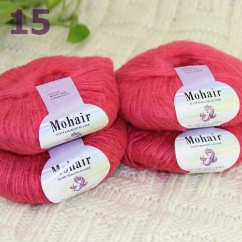 Sale New 4BallsX25g Luxury Soft Mohair Warm Wrap Shawl Hand Knit Crochet Yarn 291-15-4 Raspberry