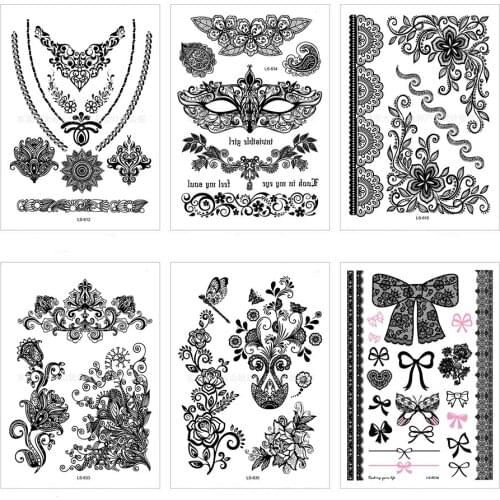 21 X 15 CM Sized Sexy Cool Beauty Tattoo Laciness style Waterproof Hot Temporary Tattoo Stickers