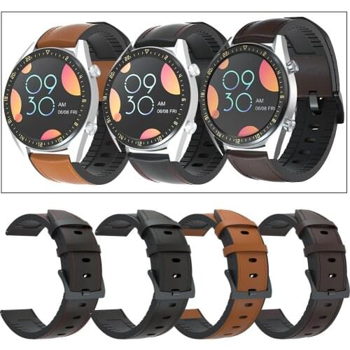 Leather + Silicone Watchband For Huawei GT2 42 46mm/GT/GT 42 46mm Strap WatchBand 20/22mm for Honor Magicg1/2 Bracelet Correa