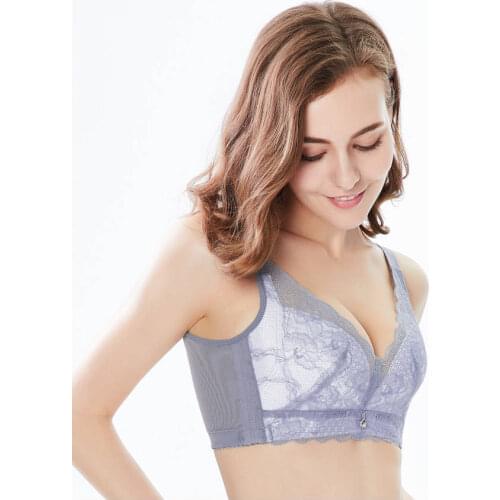 Sexy Women Bralette Push Up Plus Size Lace Underwear Ultra-thin Bras Underwear beautiful breast Grey Red