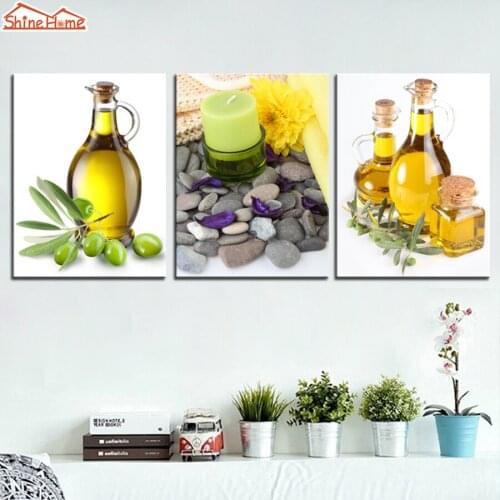 ShineHome-3pcs Canvas Modular Wall Painting Printing Yoga Spa Salon Nail Body Massage Art Prints Poster Picture for Kitchen Deco