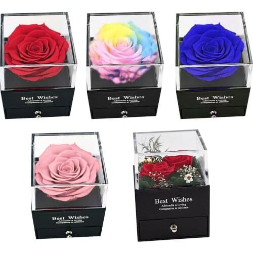 Flower Rose Eternelle Jewelry Box Girl Women Earrings Necklace Lipstick Makeup Storage For Wedding Birthday Valentines Day Gift