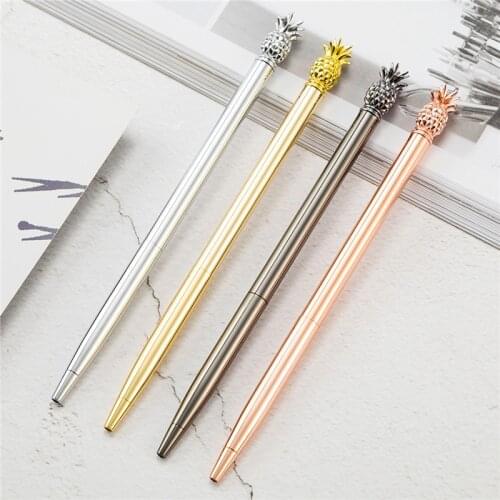 Scepter Ballpoint Pen Pineapple Style Metal Material Ball Pens For School Office Creative Gift Stationery Silver Rose Gold Pens