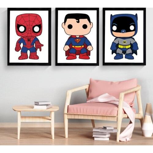 Superheroes Iron Man Marvel Canva Print Painting Cartoon Spiderman Poster Nordic Art Wall Children Gift Living Room Decor Mural