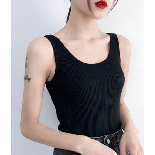Tank Top Women Tops For Women Blusas Mujer De Moda 2021 Verano Sleeveless O Neck Knitted Tank Top Camis Top Female Camisole D572