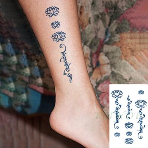 Waterproof Temporary Juice Tattoo Sticker Lotus Flower Letter Pattern Lasting Tattoos Flash Tatoo Fake Tatto Art for Men Women