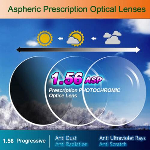 1.56 Photochromic Free-form Progressive Aspheric Optical Prescription Lenses Fast and Deep Color Coating Change Performance