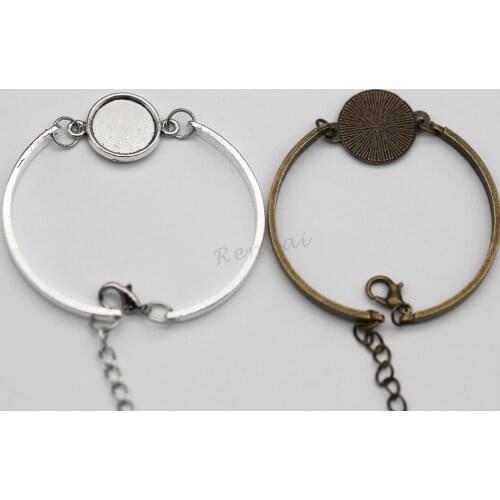 10pcs Single-Sided Double Buckle Round Bangle Bracelet Bezel Base Blank Setting Cabochon Cameo Bracelet For DIY Bangle Making