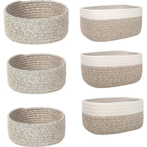 11XC Handwoven Cotton Rope Food Storage Severing Tray for Breakfast Snack Sundries Dining Room Display Decor