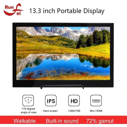 13.3 inch Portable Display LED Monitor 1366x768 HD IPS Display Computer Monitor HDMI-Compatible TV for PS4 Pro/Xbox/Phone