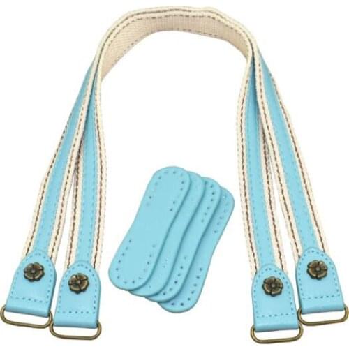2pcs Leather Bag Handles Leather+ Fabric Shoulder Bag Strap Handbag Belt Durable Handle for Women Handbags Accessories Blue