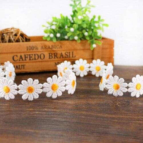 2Yard Daisy Flower Lace Fabric Handmade DIY Lace Trim Sewing Crafts For Dress Baby Dolls Hair Accessories