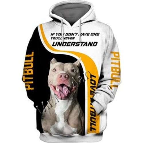 2021 Fashion Animal Pit Bull 3D Printed Hoodie Men Women Casual Pet Dog Designs Hooded Oversized Hooded Coat Drop Shipping WQ-25