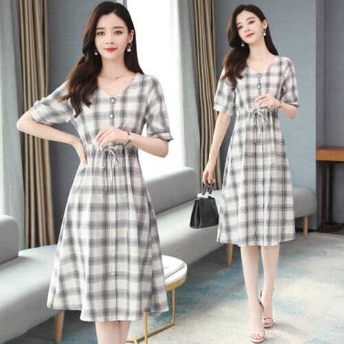 2021 Vintage Chic Solid Plaid Sweet Midi Dresses Spring Summer Plus Size Solid Runway Dress Elegant Women Bodycon Party Vestidos