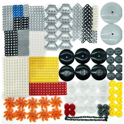 206Pcs DIY Disc Connector Hole Beam Technic Parts for Standard Building Block Brands - Random Color