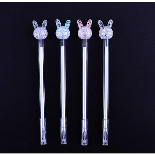 48PCS Ice A Crystal Rabbit Pen Creative Colorful Gradient Rabbit Gel Pen Stationery Kawaii School Supplies