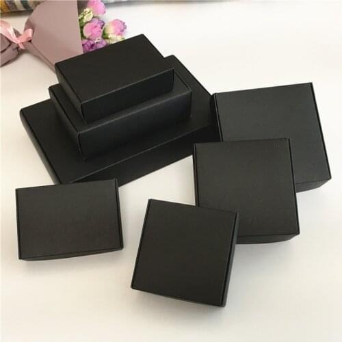 50Pcs Multiple Sizes Aircraft Gift Box Black Handmade Soap Packaging Boxes Black Cardboard Packaging Jewelry Boxes