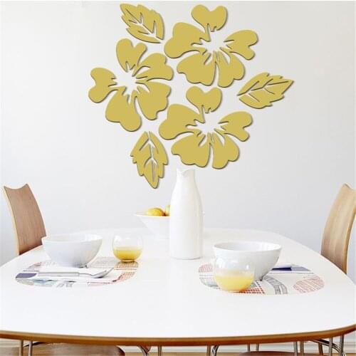 Flower and Leaf Acrylic Mirror Wall Stickers Mirror Mural Bedroom Living Room Decor Home Decoration Accessories