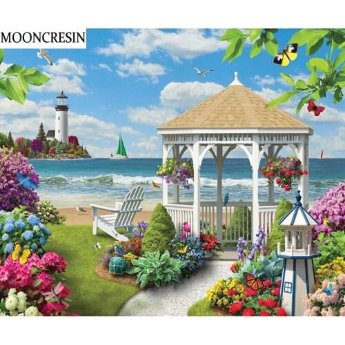 Diamond Mosaic Embroidery Cross Stitch Seaside Landscapes 5D Diy Diamond Painting Full Square Rhinestone Wall Sticker Decoration