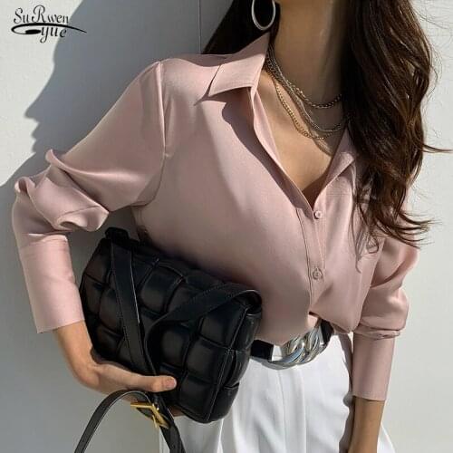 Blusas 2021 Korean Lace Up Chiffon Women Shirts Tie Casual Vintage Long Sleeve Women Blouse Plus Size Loose Women Clothing 13335