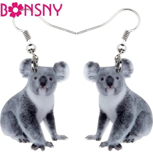 Bonsny Statement Acrylic Australian Koala Bear Earrings Drop Dangle Cute Animal Jewelry For Women Girls Gift Charms Wholesale
