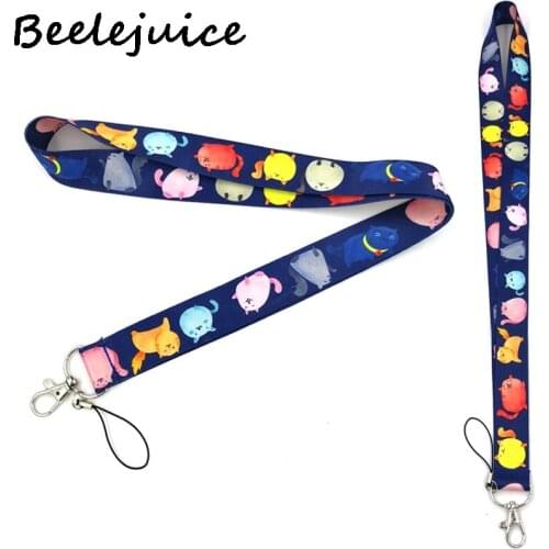 24pcs Cartoon Colorful black cat Sphynx Neck keychain necklace Anime Cartoon Neck Strap Lanyard ID badge holder Keychain Lanyard